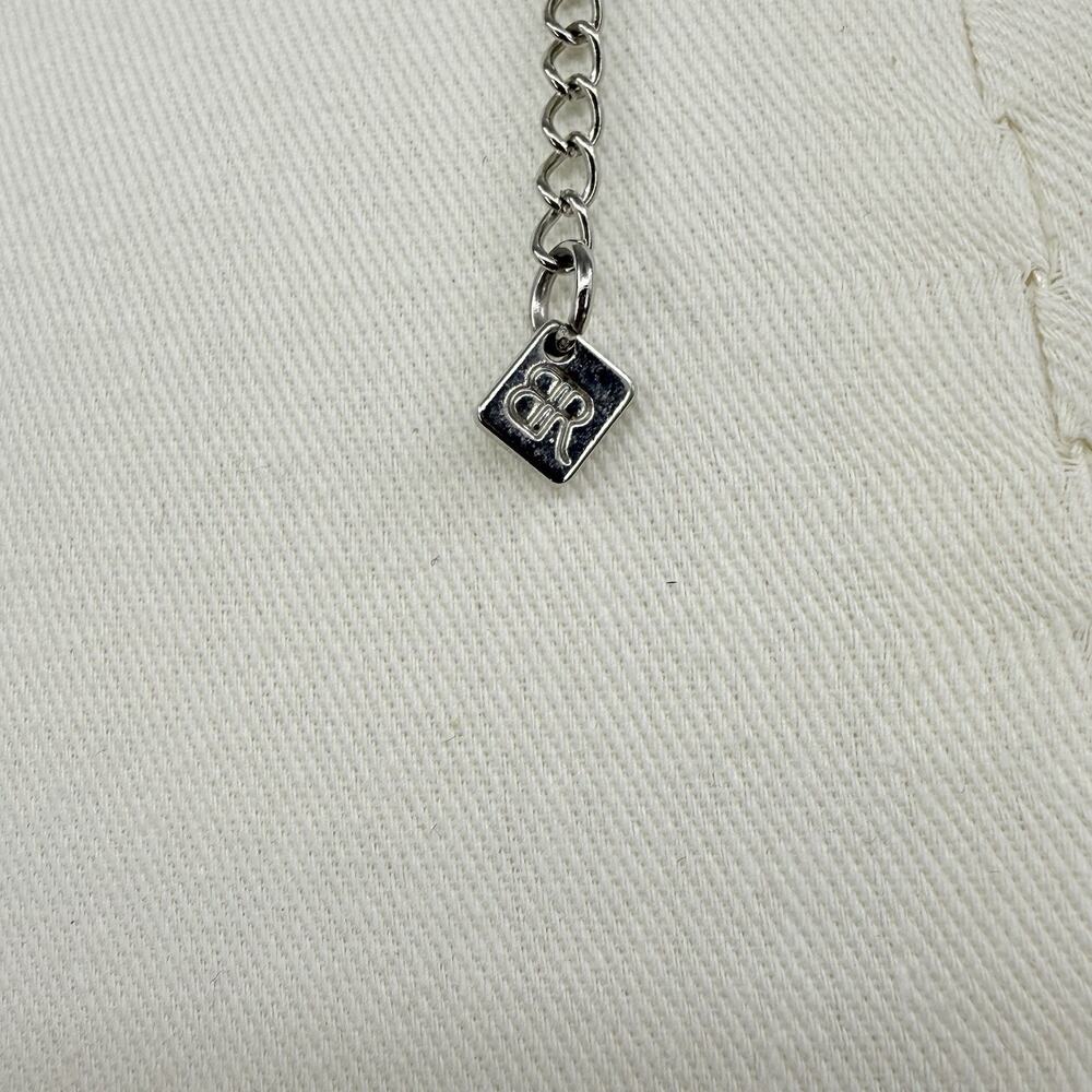Banana Republic Silver Faceted Crystal Tassel Pendant Long Necklace Statement - Picture 7 of 7